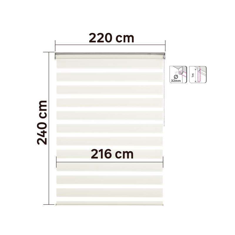 Persiana Roller Enrollable Eclipse BLANCO DUAL 220X240CM INSPIRE (Calidad Profesional)