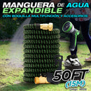 Manguera de agua Jardín Expandible hasta 50FT (15M) con Boquilla Multifunción y Accesorios.