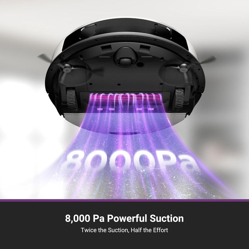 Robot Aspirador Eureka E20 Plus Blanca  8000Pa con Estación Automática sin Bolsa, Trapeador y Mapeo 3D