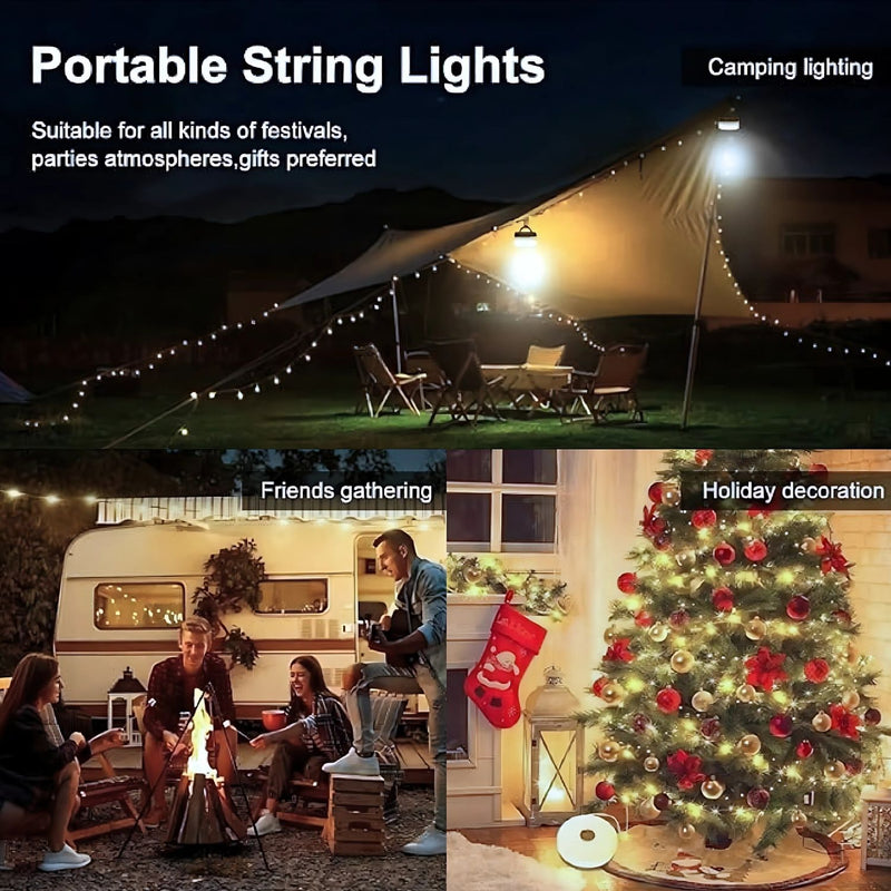 Lámpara Solar Led Portatil Recargable de 10m. Luz con Tira Led RGB Integrada de 3000K.