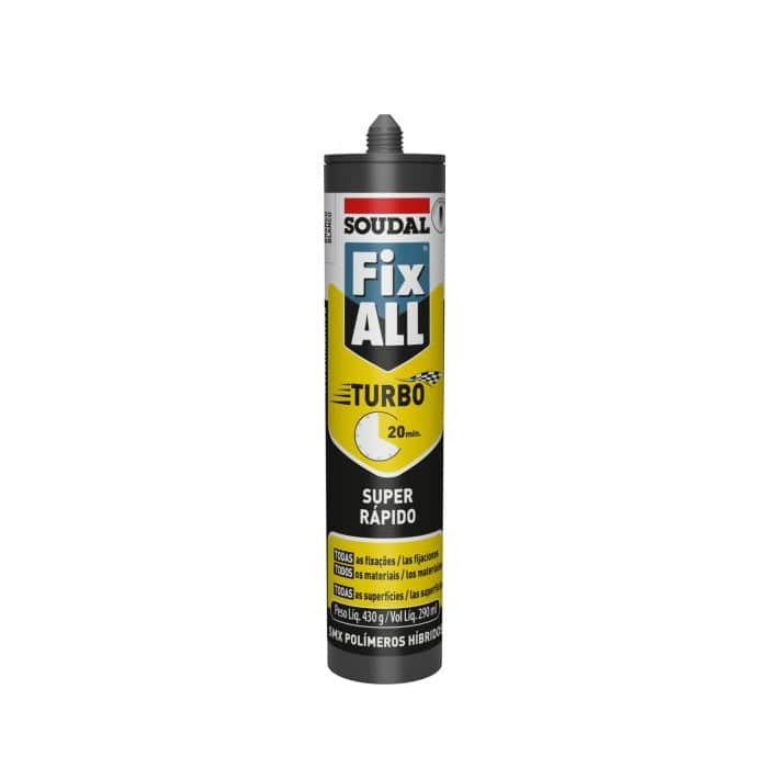 Fix ALL Turbo 290 Ml Adhesivo Sellador De Polímero Ultra Rápido, Color Blanco, SOUDAL