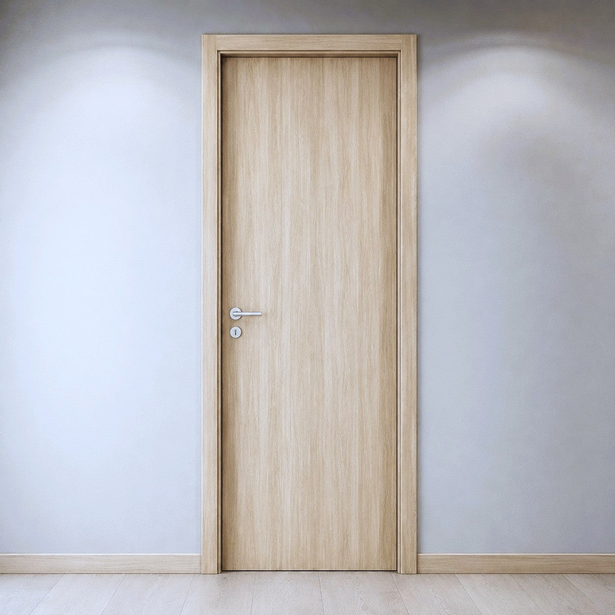 Puerta WPC 45mm madera interior Fresno Recamara 100x240cm incluye marco completo y herrajes silver. Altisima calidad y resistencia
