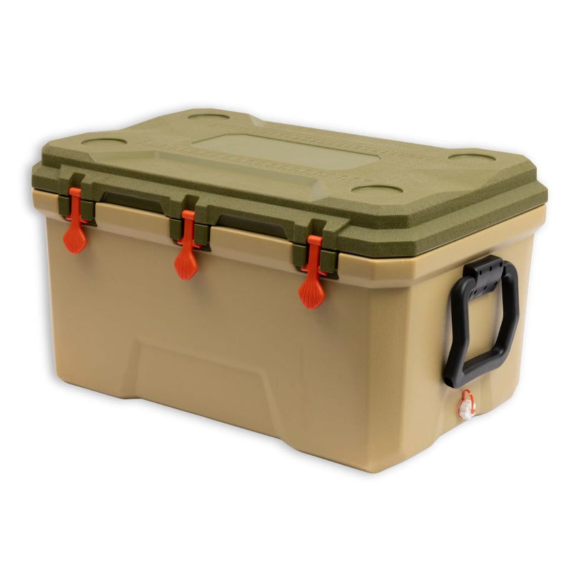 Cooler Portátil 145L (88x57x48cm) con Drenaje Inferior. Hielera de Alta Capacidad con Tapa Sellada, Porta Vasos y Asa de Transporte.
