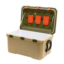 Cooler Portátil 145L (88x57x48cm) con Drenaje Inferior. Hielera de Alta Capacidad con Tapa Sellada, Porta Vasos y Asa de Transporte.