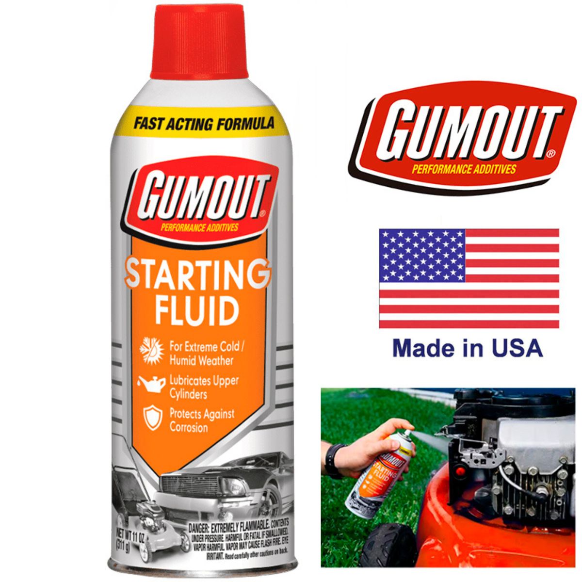 GUMOUT(4) "STARTING FLUID" para Rapida IGNICION 11 Oz.