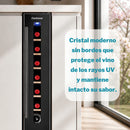 Vinera Empotrable 7 Botellas con Estantes de Madera. Enfriador de Vino con Doble Zona de Temperatura Panel Touch 5-22°C. Color Negro