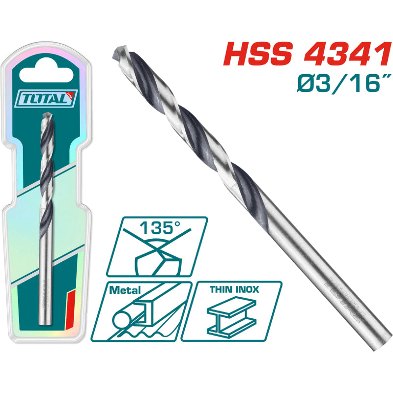 Brocas para Metal HSS 4341 Diámetro 3/16" 135°