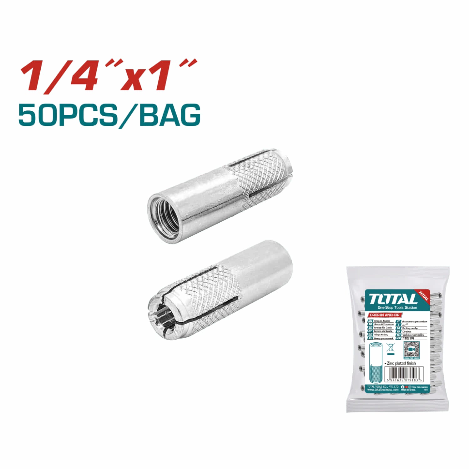 Taco Anclaje Drop-in Acero al carbono. Acabado Zincado.