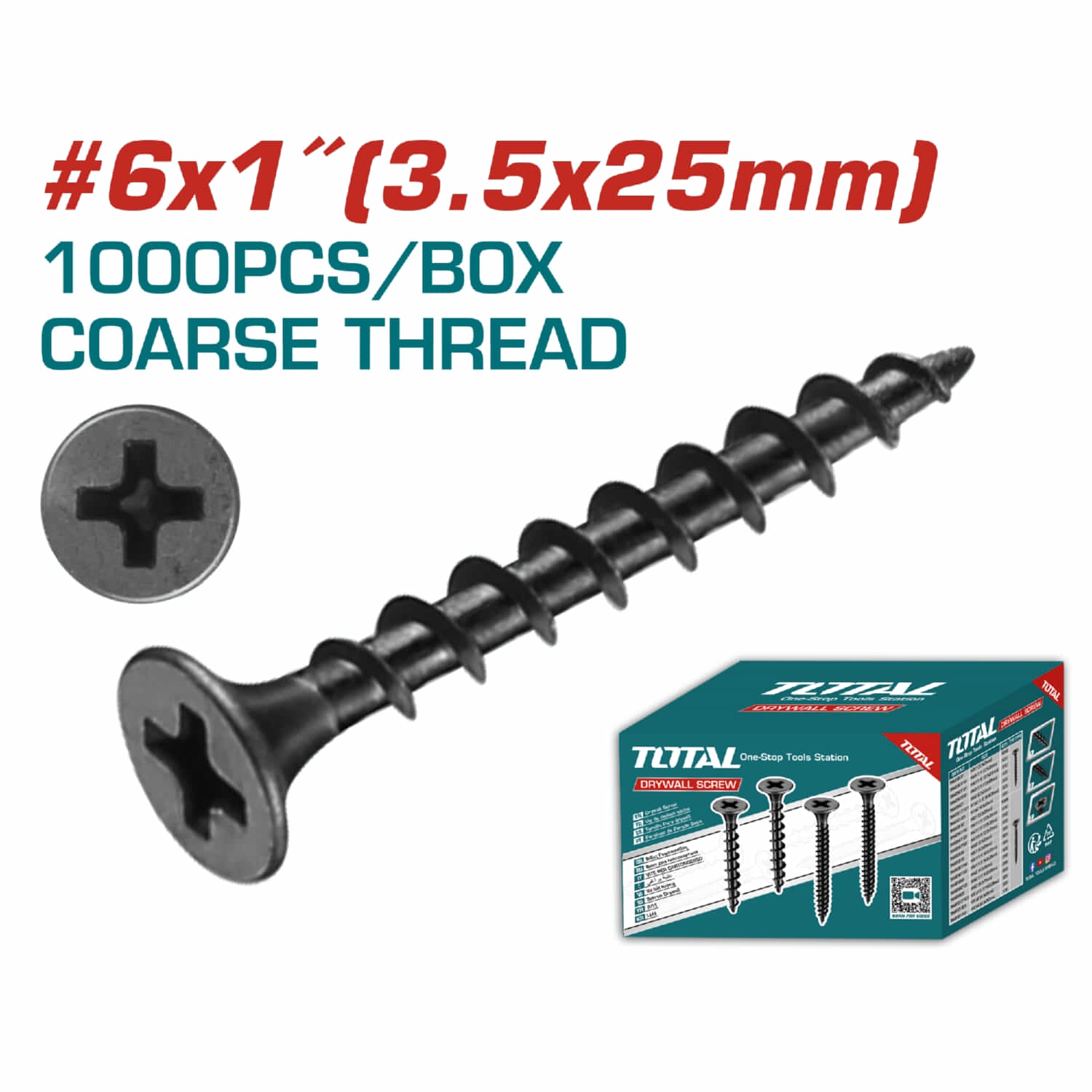 Tornillos para Gypsum (Yeso) Fosfatizado. Phillips. Rosca Gruesa