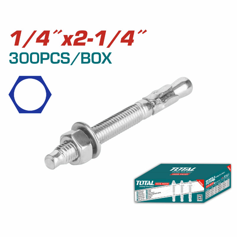 Taco Galvanizado de Cuña 1/4"x2-1/4" (300 pzs). Acero al carbono. Acabado Zincado.