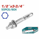 Taco Galvanizado de Cuña 1/2"x3-3/4" (50 pzs). Acero al carbono. Acabado Zincado.