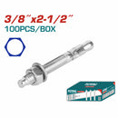 Taco Galvanizado de Cuña 3/8"x2-1/2" (100 pzs). Acero al carbono. Acabado Zincado.