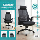 Silla de Oficina Ergonómica con Reposacabezas de Malla y Respaldo Transpirable. Silla de Escritorio con Brazos Fijos y Ruedas Nylon. Color Negro