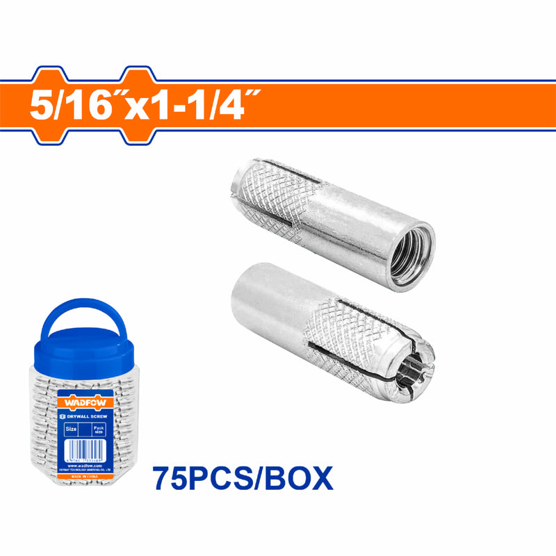 Taco Anclaje Drop-in 5/16"x1-1/4". Acero al carbono. Acabado Zincado.(75 pzs)
