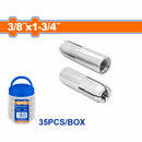 Taco Anclaje Drop-in 3/8"x1-3/4". Acero al carbono. Acabado Zincado.(35 pzs)