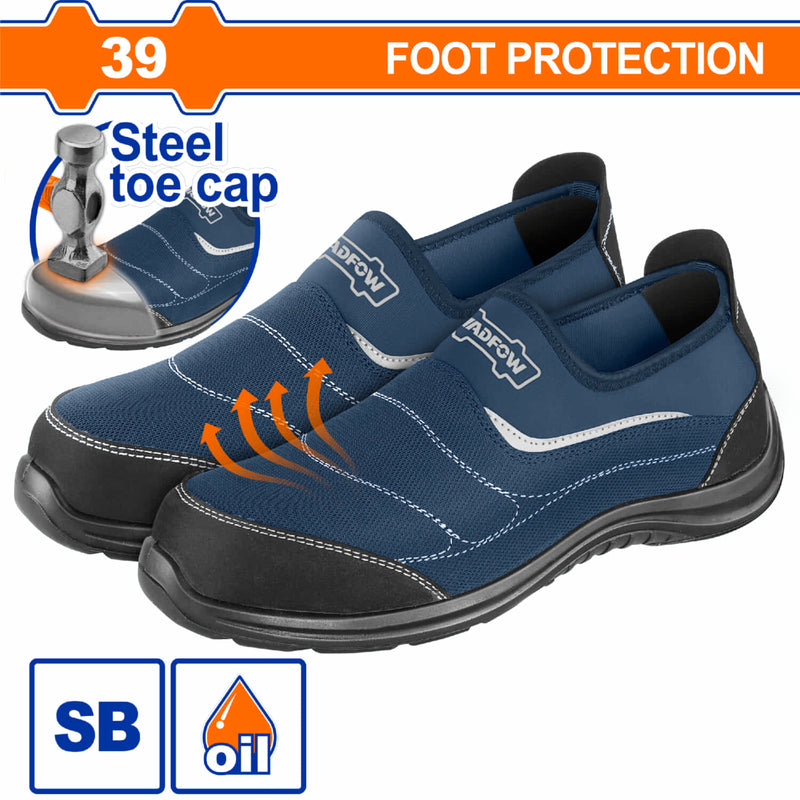 Botas de Seguridad de Tela con punta de Acero y suela PU. Talla 39. Ideal en trabajos pesados.