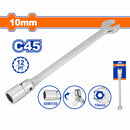 Llave combinada de cabeza flexible y socket de 12 puntos.Tamaño: 10mm. Long:173mm. Acero C45.