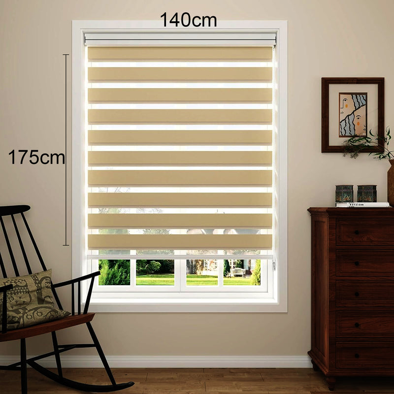 Persiana Roller Enrollable Eclipse zebra dia y noche 140 x 175 cm Color Beige