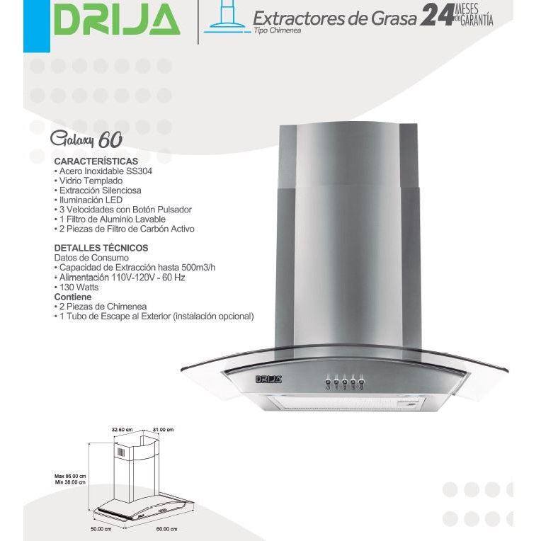 Extractor de grasa Galaxy 60. Color Inox.