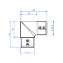 Codo de 90° para corremano ranurado de 42,4mm AISI316.