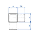 Conector esquinero Cuadrado a 90 grados.