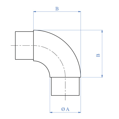 Codo de 90º para 42.4mm. Acabado espejo.