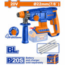 Taladro Rotomartillo 20V. Motor sin escobillas. Perfora concreto: 22mm. Batería y cargador por separado.