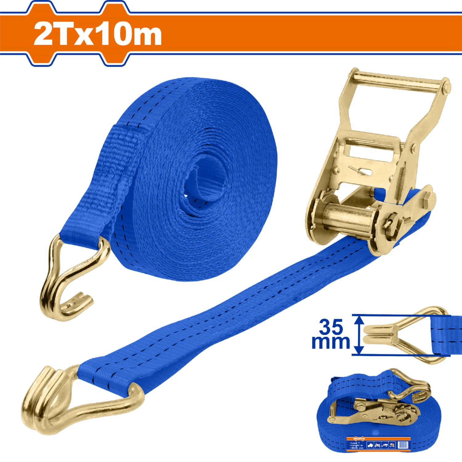Correa Sujetadora eslinga con matraca 2Tx10m. Ancho 35mm
