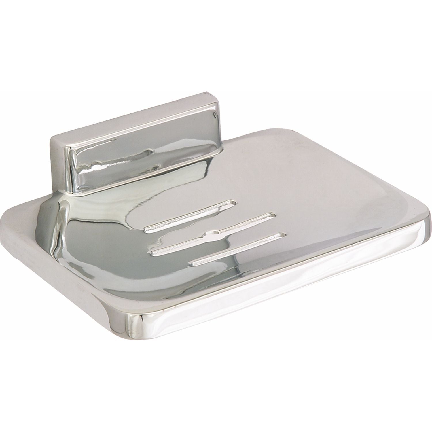 Jabonera de metal, con acabado cromo. Ideal para jabón de barra