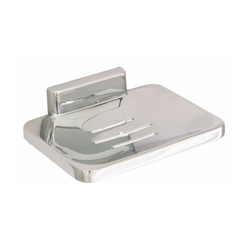 Jabonera de metal, con acabado cromo. Ideal para jabón de barra