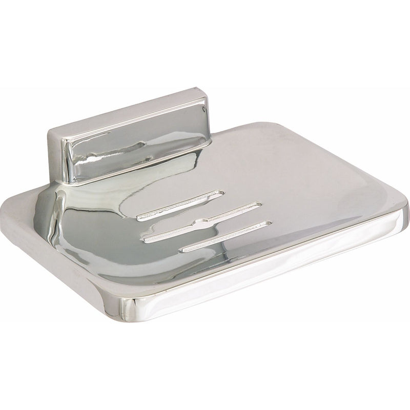 Jabonera de metal, con acabado cromo. Ideal para jabón de barra