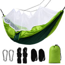 Hamaca Camping con Mosquitero Integrado 260x140cm. Hamaca Colgante Portátil de Nylon 210T con Bolsa, Cuerdas y Mosquetones.