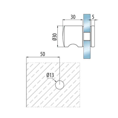 Boton de ducha sencillo. ZAMAC. Economico Acado Brillante. Vida util 2-3 años