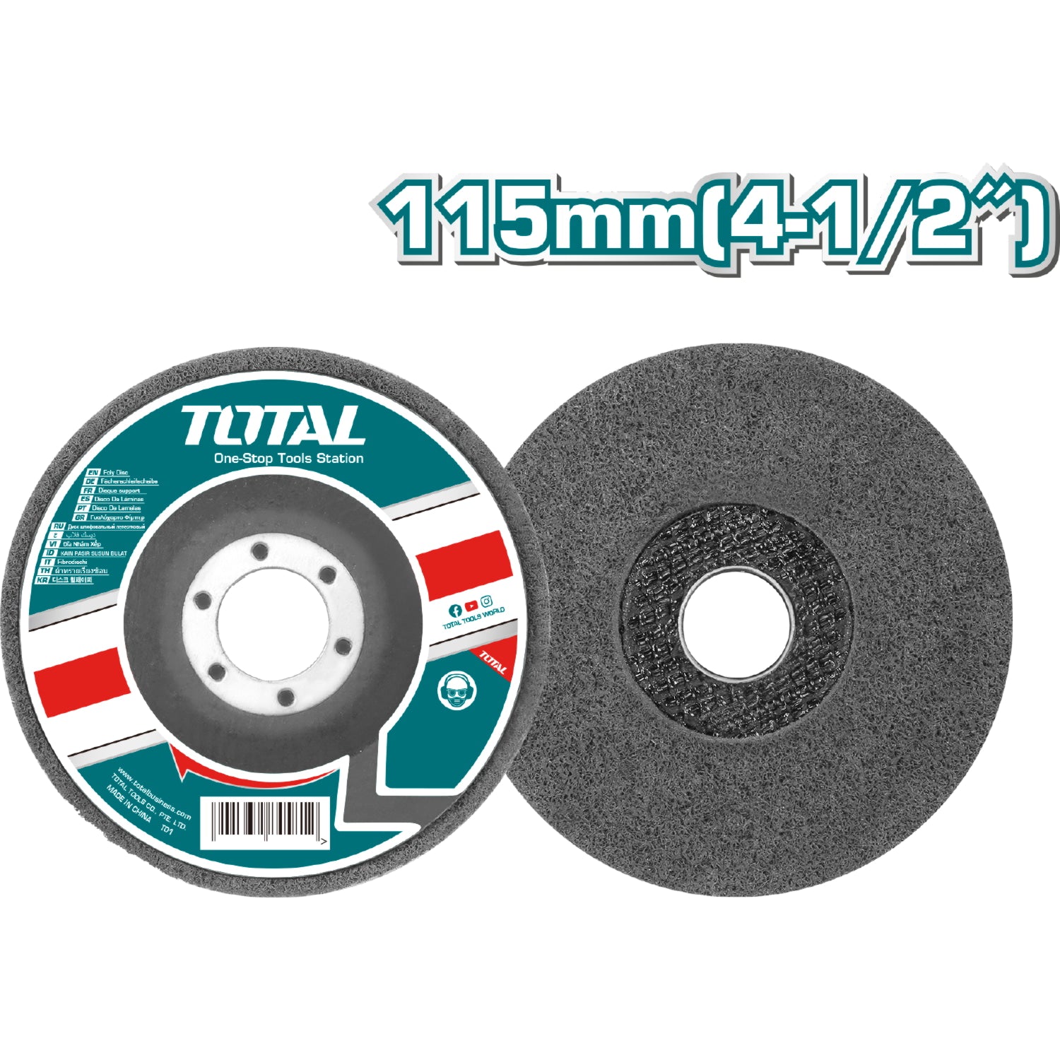 Disco de esponja 4 1/2" para pulir acero inox, madera, vidrio, mármol, autos, cemento