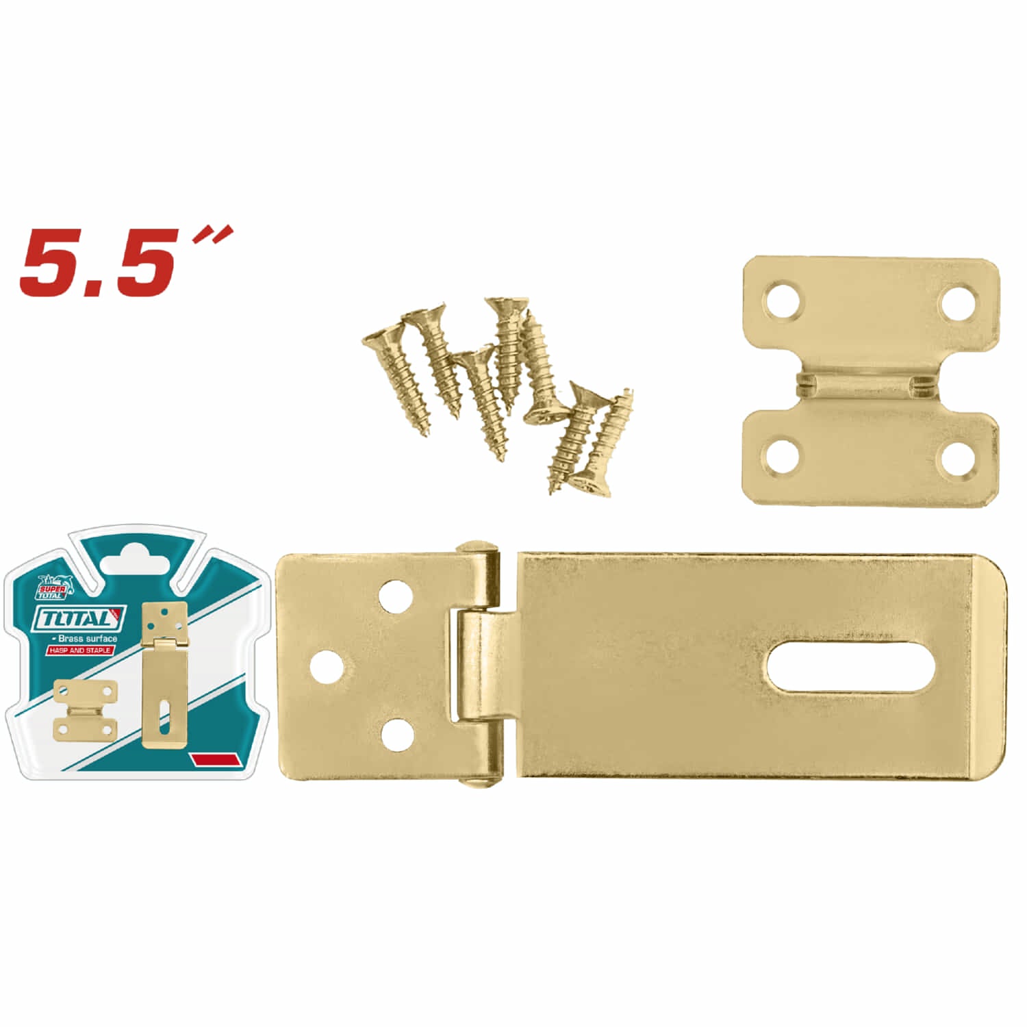 Aldaba portacandado 5.5" Espesor: 38mm x 1.9mm. Acero Galvanizado. Incluye 7 grapas.