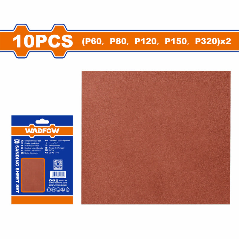 Papeles de Lija Granos P60 P80 P120 P150 P320 Adecuado para lijar madera. Set 10 pzas. 230x280mm.