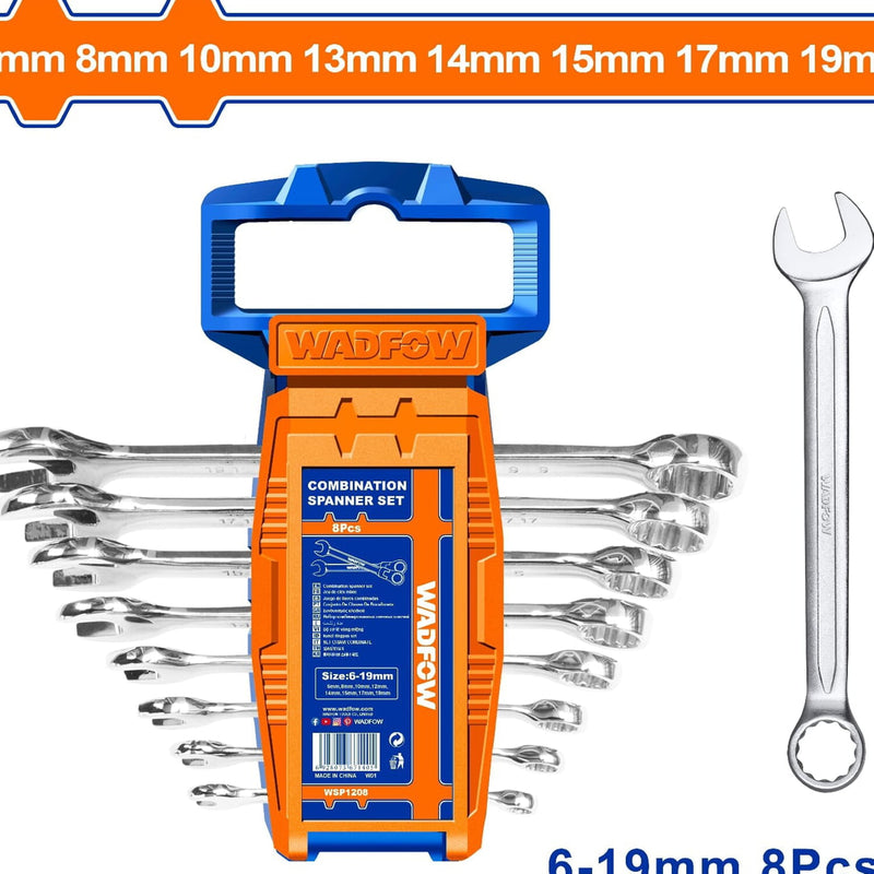Llaves combinadas de 8 piezas 6-19mm. Pulidas. (Juego)