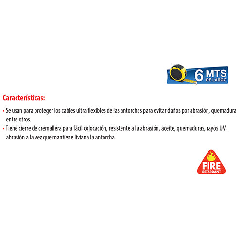 Protector para antorchas tig hecho en nylon retardante a las llamas ( 6 mts).