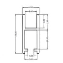 Perfil inferior zócalo para puertas corredizas de vitrina. 2mts. Anodizado. Para vidrio 5-6 mm.