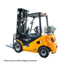 Montacargas Gasolina 2.5 Toneladas Torre de 5 mts de altura. Llantas sólidas y Side Shifter UN FORKLIFT