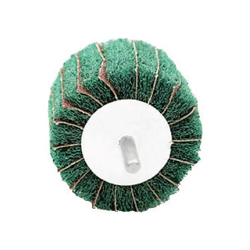 Flap wheel combinado nylon verde grueso con lija 180# eje de 1/4" 60x40 mm.
