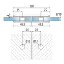 Clip vidrio-vidrio180 Aleacion ZAMAC. Economico Acabado Brillante. Vida util 2-3 años