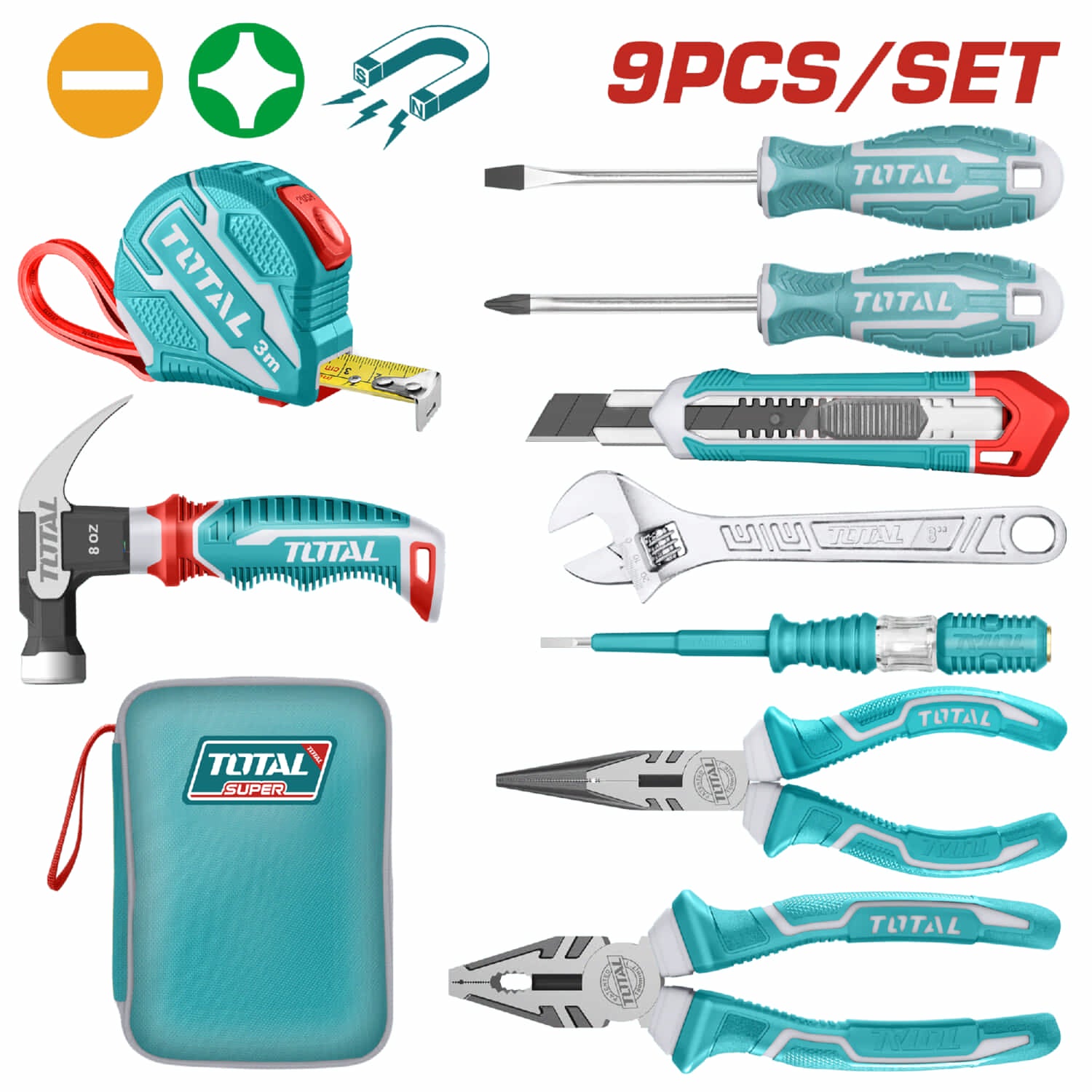 Juego de Herramientas de 9 pzas. CR-V. Acero de Alta calidad.