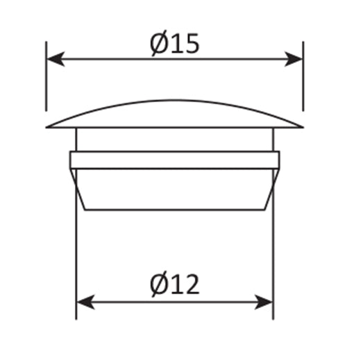 Tapon redonde de 12mm de poliamidad inyectada negra.