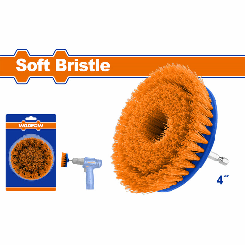 Cepillo de cerdas suaves 4" Ideal para: Vidrio, plástico, laminado, pisos. Vástago 1/4" hexagonal.