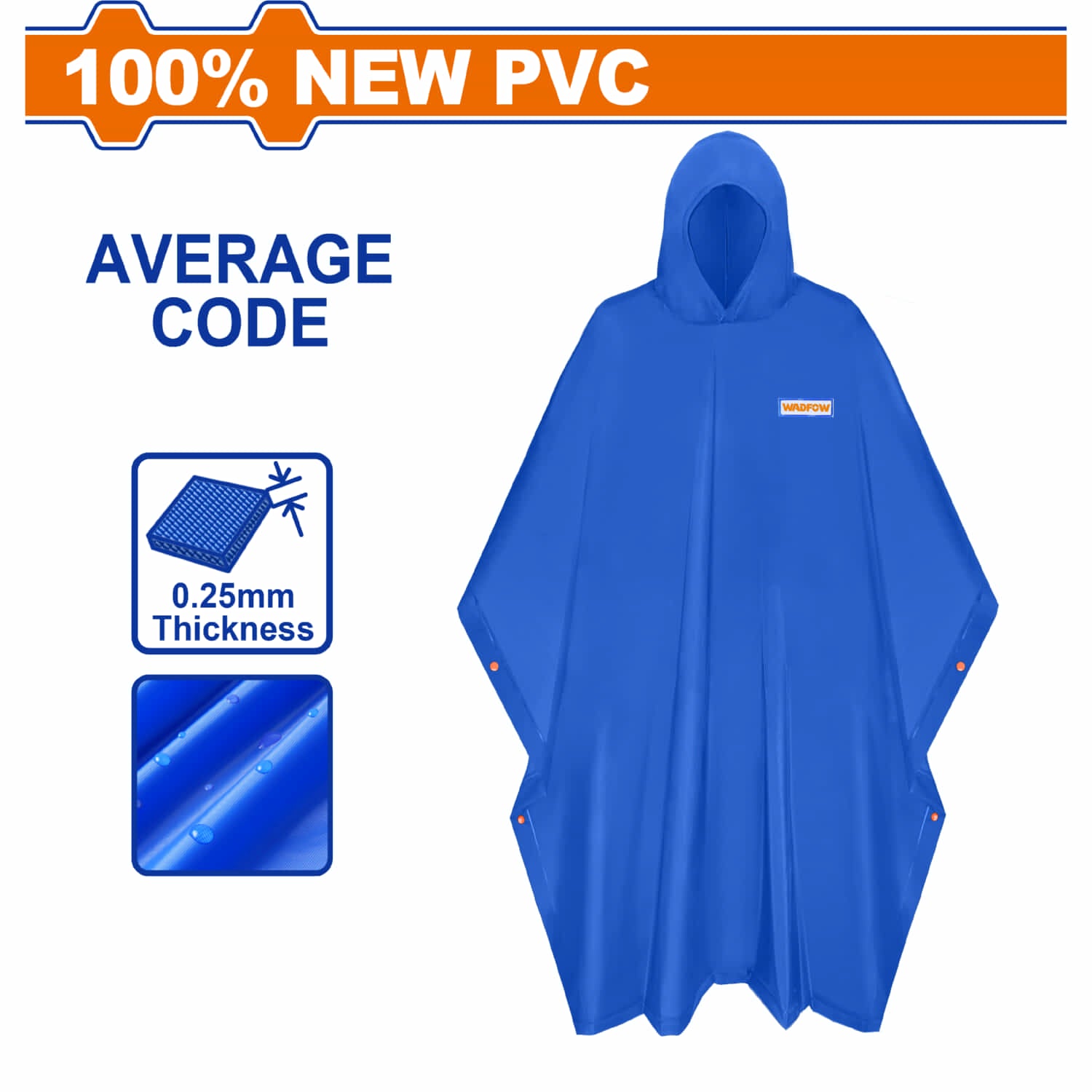 Capote impermeable para lluvia. 100% PVC. Tamaño: 50"x80". Espesor:0.25mm.