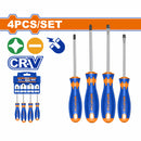 Destornilladores Punta Plana (SL5.5,SL6.5) y Punta Estrella(PH1,PH2). CR-V. Magnético. (Set 4 pzs)