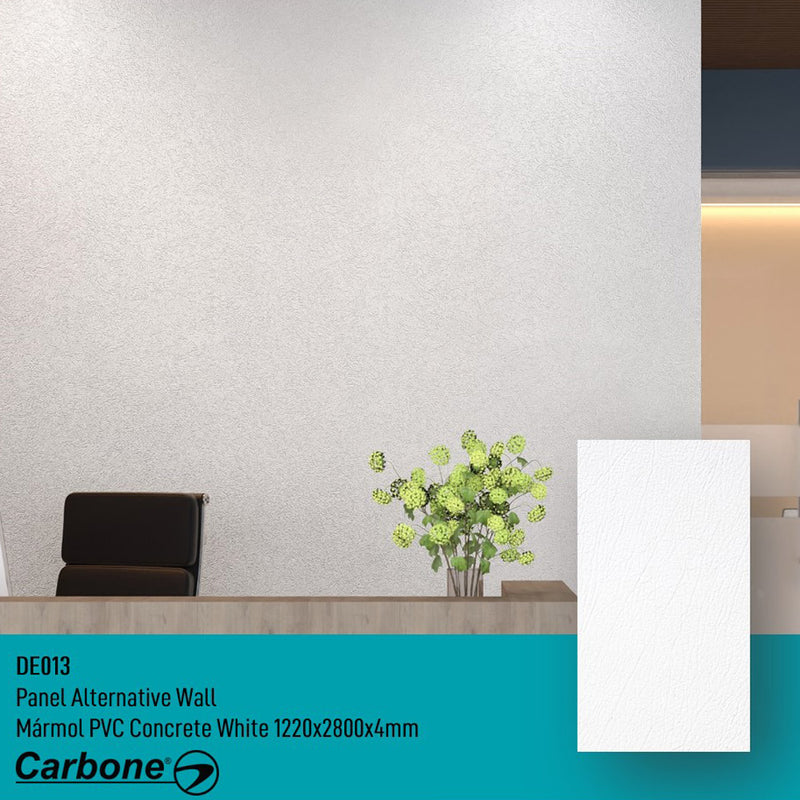 Panel Decorativo Mármol PVC  1.22 m x 2.80 m x 4 mm. Acabado: Concrete white