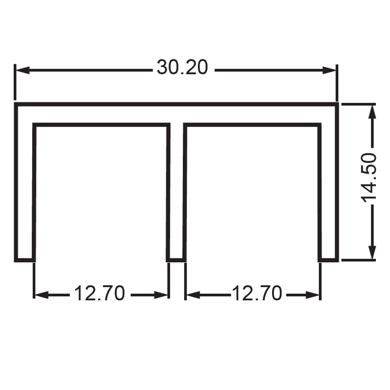 Perfil Guia Superior para puertas corredizas de vitrina. 2mts. Anodizado.