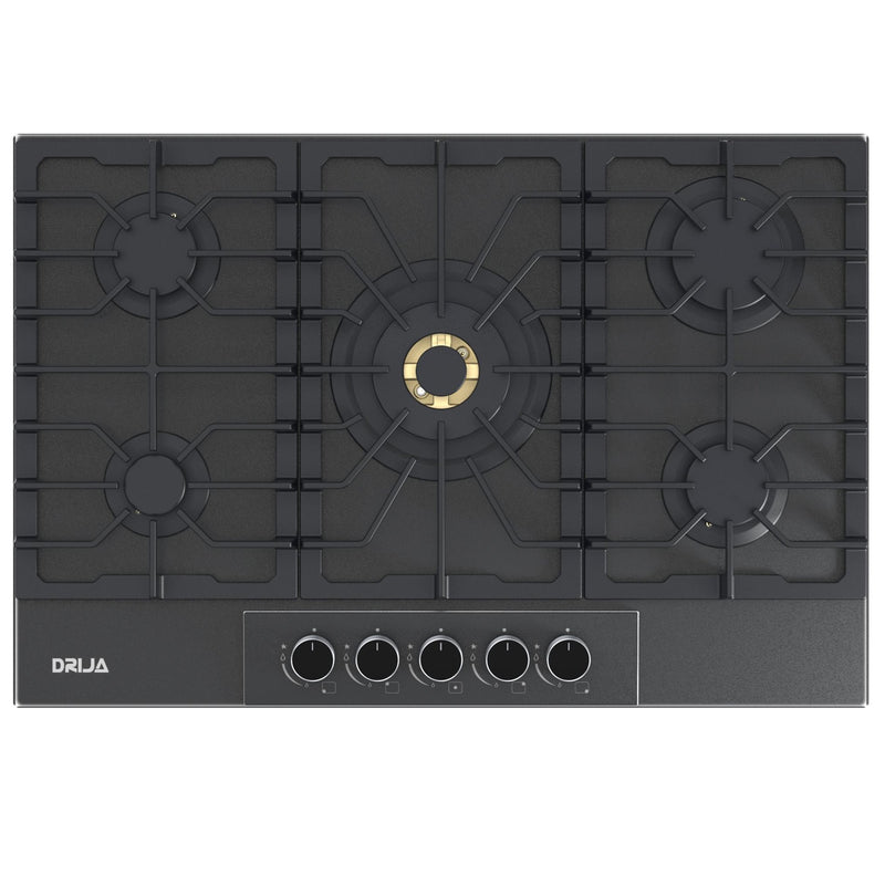 Estufa empotrable a gas Italia 76. Color negro.